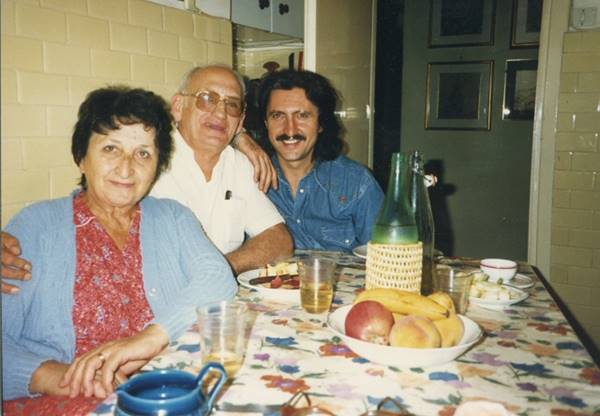 Len with Angela and Rudi in Angela's kitchen