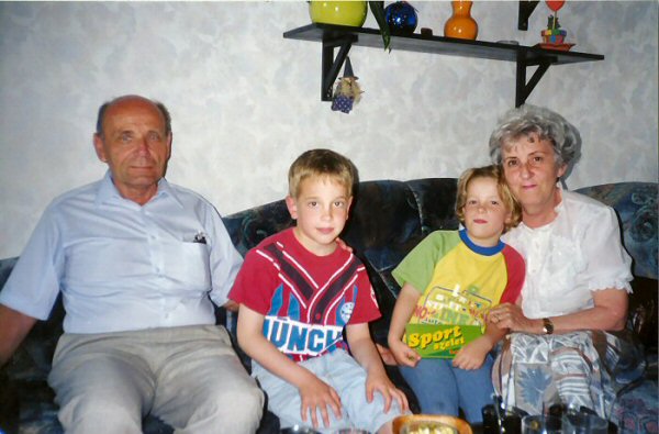 Edit and Rezso with their grandchildren, Rudi and Adel, Budapest, May 1998