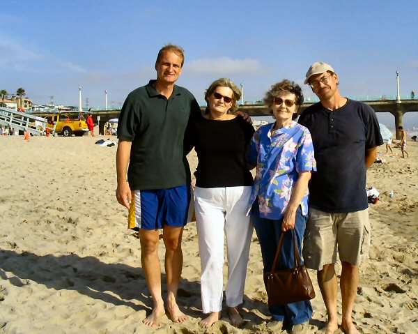With George, Judy and Louis at Manhattan Beach, CA on my birthday, August 2004
