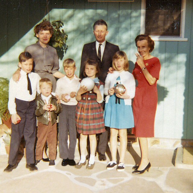 With Maria and Kari's children at their home in Arcadia, CA. in February 1966.