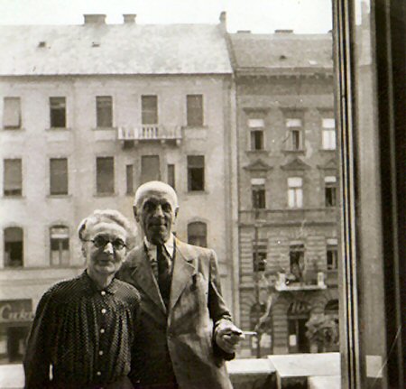 Keresztem and Keresztapuka on their balcony looking over Ferenc Blvd. Budapest. Picture was taken in the 1960s.
