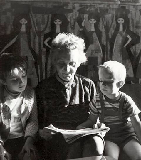 Mami (my Mother) with Editke and little Rezso, my Brother's children in Sopron